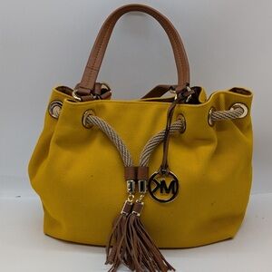 Michael Kors Yellow Marina Large Canvas Drawstring Tote Bag